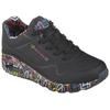 Wedgesneaker SKECHERS "UNO-LOVING LOVE", Damen, Gr. 36, bunt (schwarz, bunt), Lederimitat, sportlich, Schuhe Sneaker, Freizeitschuh, Halbschuh, Schnürschuh mit coolem Graffiti-Print, Topseller