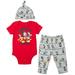 Disney Mickey Mouse Donald Duck Pluto Newborn Baby Boys Bodysuit Pants and Hat 3 Piece Outfit Set Newborn to Infant