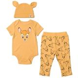 Disney Classics Bambi Newborn Baby Boy or Girl Bodysuit Pants and Hat 3 Piece Outfit Set Newborn to Infant