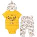 Disney Lion King Simba Newborn Baby Boys Bodysuit Pants and Hat 3 Piece Outfit Set Newborn to Infant