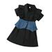 Summer Little Girls Dresses Toddler Kids Dress 2Pcs Clothes Sets Ruffles Short Sleeve Single A Line Dresses Vest Set