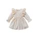 Thaisu Newborn Girls Dress Lace Cutout Ruffles Long Sleeve Dress Spring Autumn Casual Princess A-line Dress