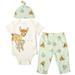 Disney Bambi Thumper Newborn Baby Boys Bodysuit Pants and Hat 3 Piece Outfit Set Newborn to Infant