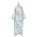 Sweet Dreams,'Cotton Robe with Printed Floral Motifs and Aquamarine Piping'