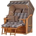 Mr. Deko Strandkorb Komplettset - bene living - Schaalsee Teak - PE grau - Modell 522 - inkl. Liftersystem