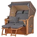 Mr. Deko Strandkorb Komplettset - bene living - Schaalsee Teak - PE grau - Modell 500 - inkl. Liftersystem