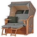 Mr. Deko Strandkorb Komplettset - bene living - Schaalsee Teak - PE grau - Modell 504 - inkl. Liftersystem