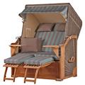 Mr. Deko Strandkorb Komplettset - bene living - Schaalsee Teak - PE grau - Modell 520 - inkl. Liftersystem