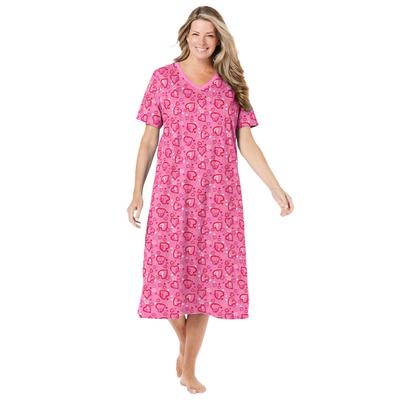 Plus Size Women's Long Print Sleepshirt by Dreams & Co. in Pink Hearts (Size 5X/6X) Nightgown