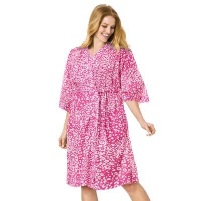 Plus Size Women's Cooling Robe by Dreams & Co. in Paradise Pink Animal (Size 14/16)