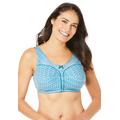 Plus Size Women's Cotton Back-Close Wireless Bra by Comfort Choice in Deep Teal Geo Tile (Size 42 B)