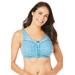 Plus Size Women's Cotton Back-Close Wireless Bra by Comfort Choice in Deep Teal Geo Tile (Size 42 B)