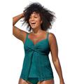 Plus Size Women's Faux Flyaway Crochet Underwire Tankini Top by Swimsuits For All in Mediterranean (Size 18)