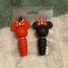 Disney Dining | Disney Parks Set Of Two Mickey Minnie Figural Ears Bottle Stoppers | Color: Black/Red | Size: Os