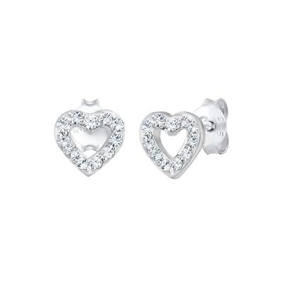 Elli - Elli Ohrringe Ohrstecker Herz Kristalle 925 Silber 1 ct Damen