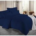 Dazzle Collection® 100% Egyptian Cotton Satin Stripes 400 Thread Count Duvet With Pillow Case Quilt Cover Soft Cozy Warm Bedding Set (Navy Blue, King)