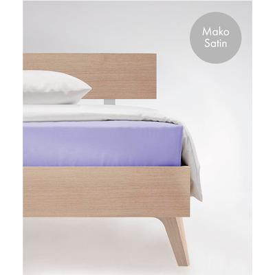 Spannbettlaken FLEURESSE "Colours in Gr. 90x200, 140x200 oder 180x200 cm", lila (helllavendel), B:160cm L:200cm, Mako-Satin, Obermaterial: 100% Baumwolle, Laken, Mako Satin, für Matratzen bis 23 cm Höhe, Bettlaken, Spannbetttuch Image