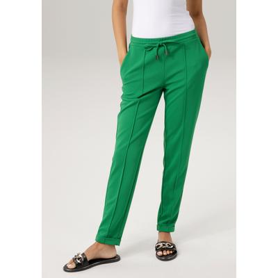 Schlupfhose ANISTON CASUAL, Damen, Gr. 38, N-Gr, grün (smaragd), Jersey, Obermaterial: 95% Polyester, 5% Elasthan, unifarben, Strukturmuster, modisch, figurumspielend lang, Hosen, in strukturierter Jersey-Qualität Image