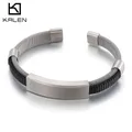 Kalen-Bracelet manchette en acier inoxydable pour hommes accessoires de bijoux à la mode