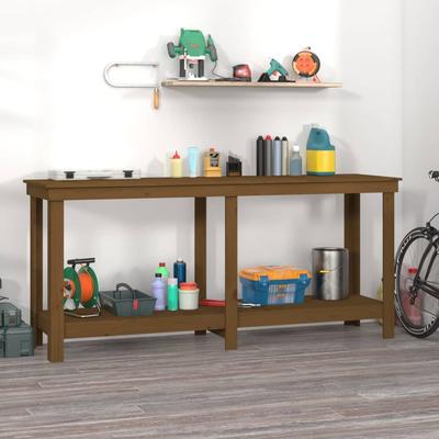 vidaXL Work Bench Honey Brown 180x50x80 cm Solid Wood Pine