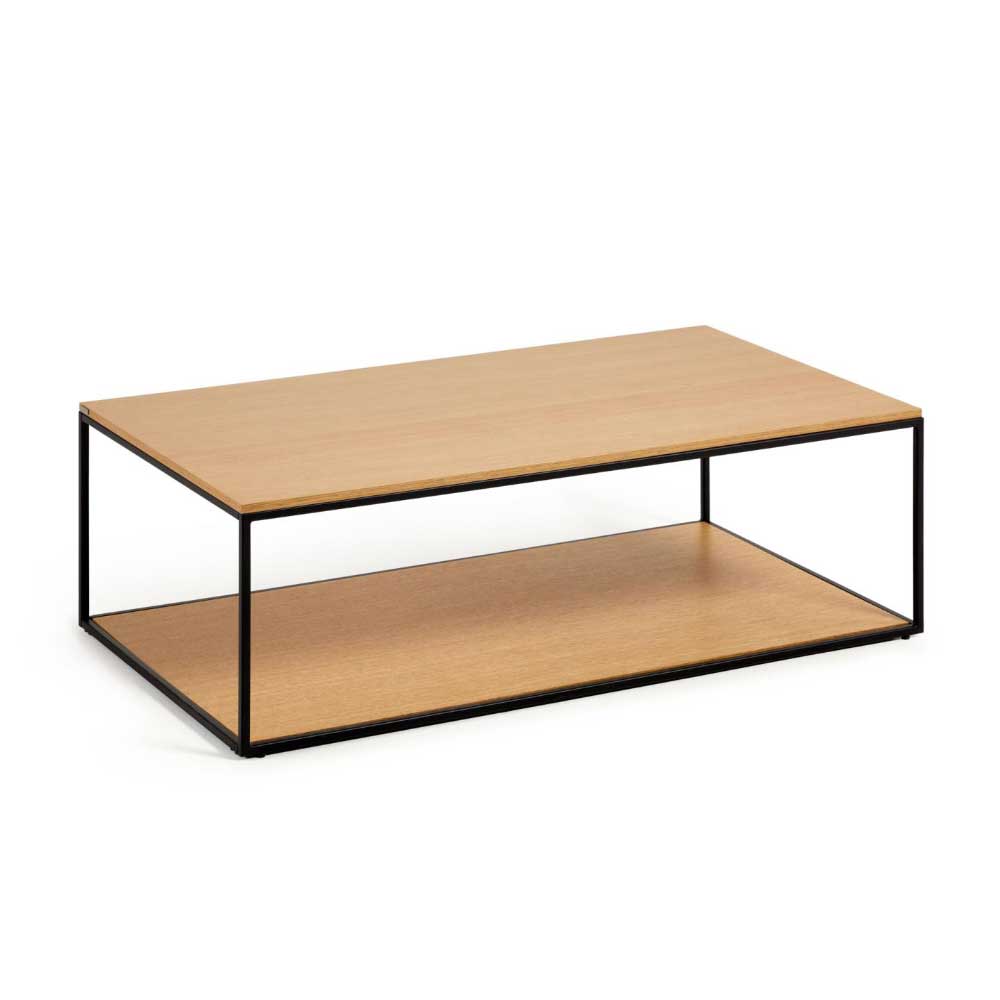 Coffee Table in Eichefarben und Schwarz Skandi Design
