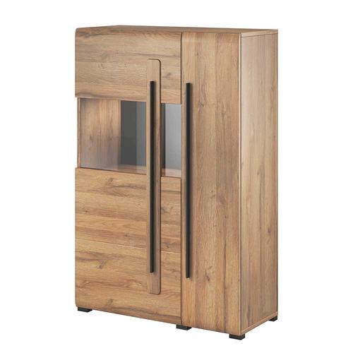 Esszimmer Highboard mit Glastür Eichefarben und Schwarz