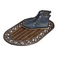 Relaxdays Fußabtreter Gusseisen mit Bürsten oval HBT ca. 4 x 73 x 42 cm Fußabstreifer im Jugendstil Schuhabstreifer passend zum Landhausstil aus robustem Metall mit Anti-Rutsch-Füßen, bronze