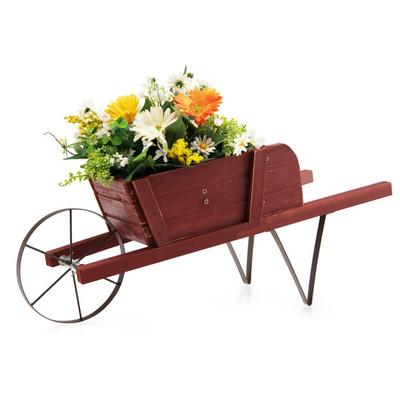 Costway Wooden Wagon Planter with 9 Magnetic Acces...