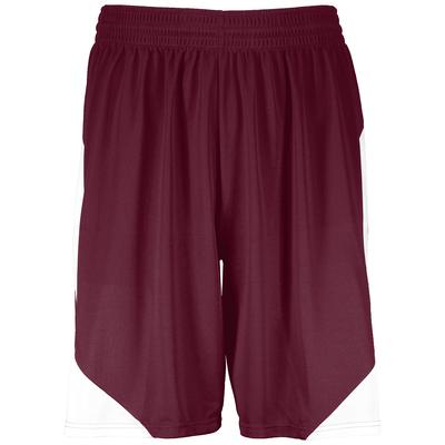 Augusta Sportswear 1734 Youth Step-Back Basketball Shorts in Maroon/White size Large | Polyester