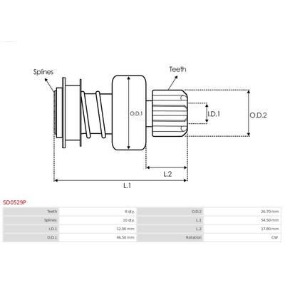 AS-PL Freilaufgetriebe, Starter Universal SD0529P Image