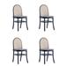 Manhattan Comfort Paragon Dining Chair 1.0 with Grey Cushions in Black and Cane - Set of 2