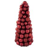 Northlight Seasonal 15.75" 3-Finish Shatterproof Ball Christmas Tree w/ Tinsel, Glass in Red | 15.75 H x 7.25 W x 7.25 D in | Wayfair