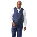 Men's Big & Tall KS Signature Easy Movement® 5-Button Suit Vest by KS Signature in Navy Check (Size 54)