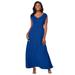 Plus Size Women's Stretch Knit V-Neck Maxi Dress by Jessica London in Dark Sapphire (Size 26 W)