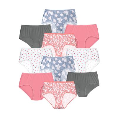Plus Size Women's Full Coverage Cotton Brief 10-Pack by Comfort Choice in Rose Pack (Size 8) Underwear