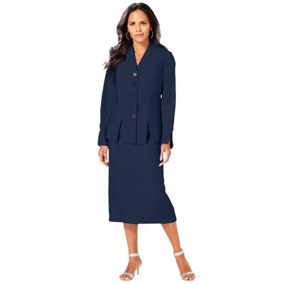 Plus Size Women's Two Piece Skirt Suit by Roaman's in Navy (Size 16 W)