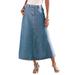 Plus Size Women's Complete Cotton A-Line Kate Skirt by Roaman's in Light Stonewash (Size 26 W)