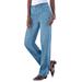 Plus Size Women's Complete Cotton Seamed Jean by Roaman's in Light Stonewash (Size 32 W) 100% Cotton Elastic Waist Denim