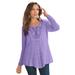 Plus Size Women's Lace Yoke Pullover by Roaman's in Vintage Lavender (Size 5X) Sweater