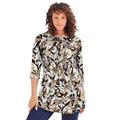 Plus Size Women's Boatneck Ultimate Tunic with Side Slits by Roaman's in Natural Fresh Floral (Size 30/32) Long Shirt