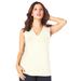 Plus Size Women's Ultrasmooth® Fabric V-Neck Tank by Roaman's in Ivory (Size 18/20) Top Stretch Jersey Sleeveless Tee