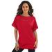 Plus Size Women's Ladder Stitch Tee by Roaman's in Vivid Red (Size S) Shirt