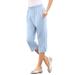 Plus Size Women's Soft Knit Capri Pant by Roaman's in Pale Blue (Size M)