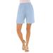 Plus Size Women's Soft Knit Short by Roaman's in Pale Blue (Size 6X) Pull On Elastic Waist