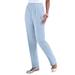 Plus Size Women's Straight-Leg Soft Knit Pant by Roaman's in Pale Blue (Size 3X) Pull On Elastic Waist