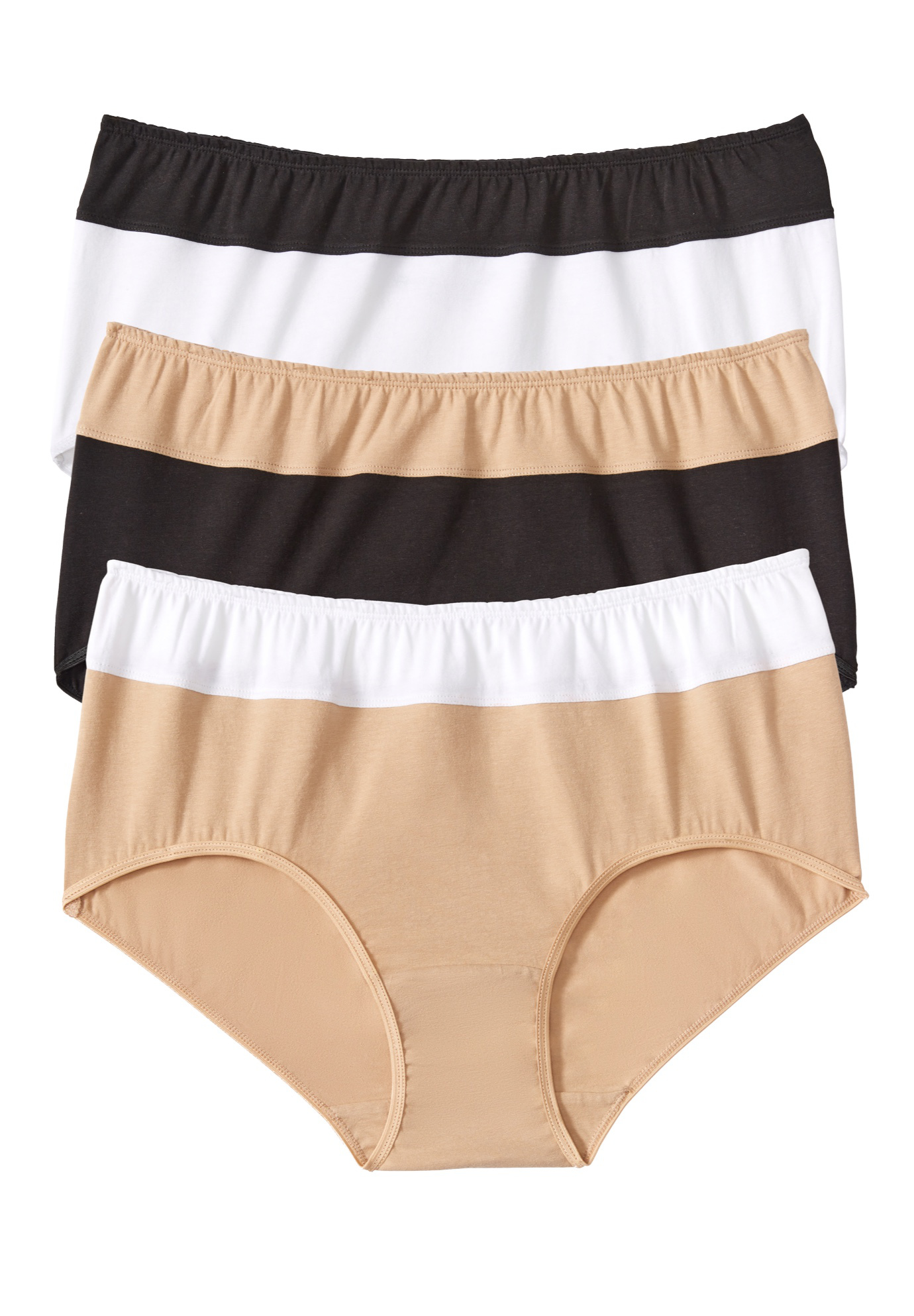 Plus Size Women's Full Coverage Stretch Cotton Color Block Brief 3-Pack by Comfort Choice in Basic Assorted (Size 12) Underwear