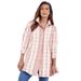 Plus Size Women's Kate Tunic Big Shirt by Roaman's in Desert Rose White Stripe (Size 20 W) Button Down Tunic Shirt