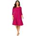 Plus Size Women's Three-Quarter Sleeve T-shirt Dress by Jessica London in Cherry Red (Size 26 W)