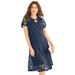 Plus Size Women's Keyhole Lace Dress by Roaman's in Navy (Size 34 W)