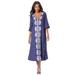 Plus Size Women's Embroidered Long Dress by Roaman's in Navy Medallion Embroidery (Size 14/16)